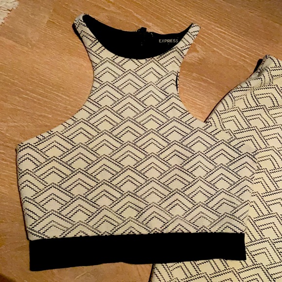 NWOT Black Two Piece Skirt & Racerback Crop Top - Picture 2 of 8